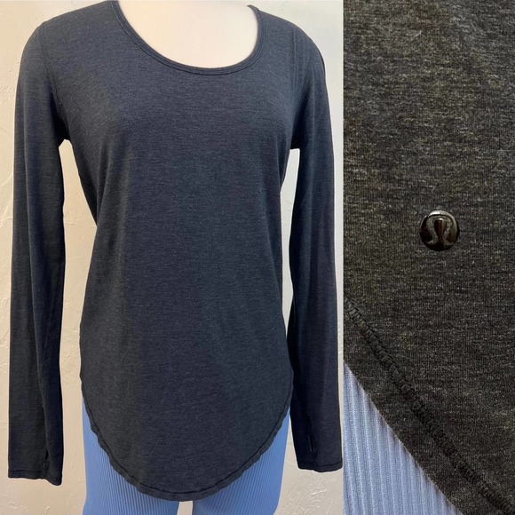 lululemon athletica Tops - Lululemon Charcoal Scoop Neck Long Sleeve Top